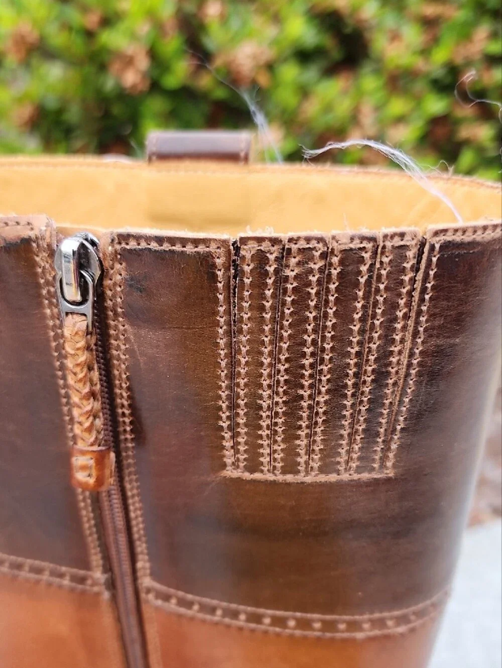 Charlie 1 Horse Two-Tone Brown Leather Riding Boots Handcrafted In Brazil sz 6 B